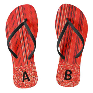 Schwarz-weißes Rot personalisierbar Flip Flops