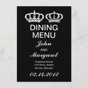 Schwarz-weißes Royal Coupon Dining Menu Menükarte