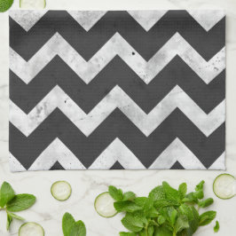 Schwarz-weißes Rustikal-Chevron-Muster Geschirrtuch