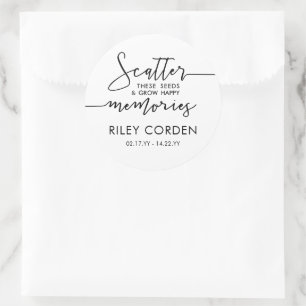 Schwarz-weißes Scatter Samen wachsen Erinnerungen Runder Aufkleber