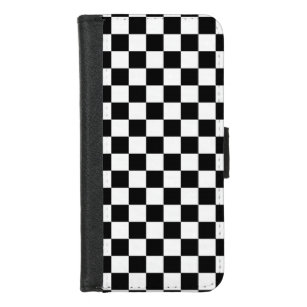 Schwarz-weißes Schachbrett-Muster iPhone 8/7 Geldbeutel-Hülle
