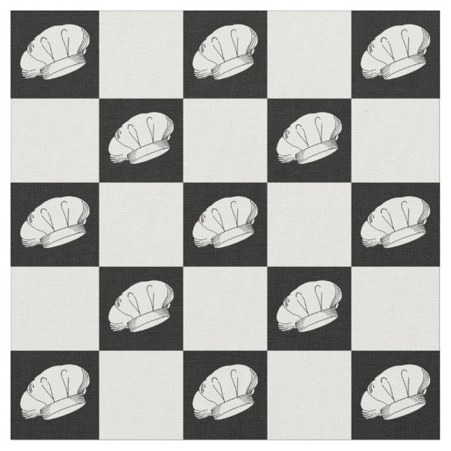 Schwarz-weißes Schachbrett Muster Koch Uniform Stoff (Nahaufnahme)