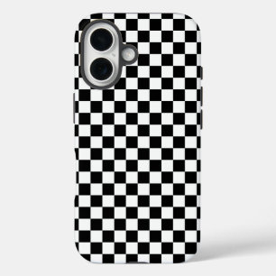 Schwarz-weißes Schachbrettmuster iPhone 16 Hülle