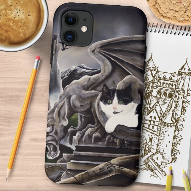 Schwarz-weißes Schloss Gargoyle Case-Mate iPhone Hülle (Von Creator hochgeladen)