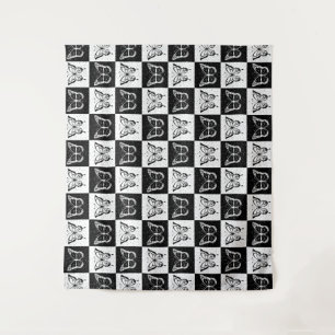 Schwarz-weißes Schmetterlingsdesign Wandteppich