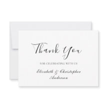 Schwarz-weißes Script Elegant Wedding Dankeschön C