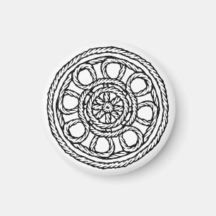 Schwarz-weißes Seilknoten-Celtic-Kreismagnet Magnet
