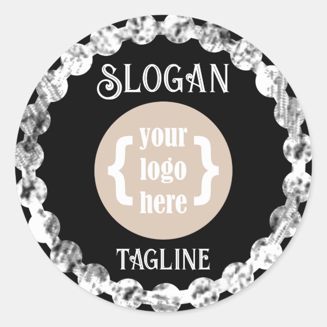 Schwarz-weißes Siegel mit Logo-Markenbezeichnung Runder Aufkleber (Vorderseite)