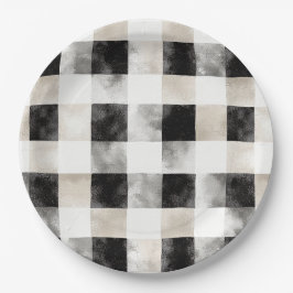 Schwarz-weißes Silber Rustikales Weihnachten Pappteller