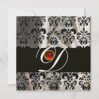 SCHWARZ-WEISSES SILK DAMASK CLOTH MONOGRAMM RED RU