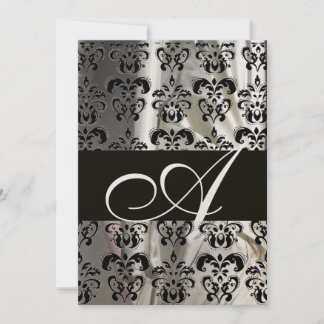SCHWARZ-WEISSES SILK DAMASK MONOGRAM CHAMPAGNE EINLADUNG