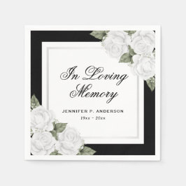 Schwarz-weißes Silver Floral Beerdigung Memorial Serviette