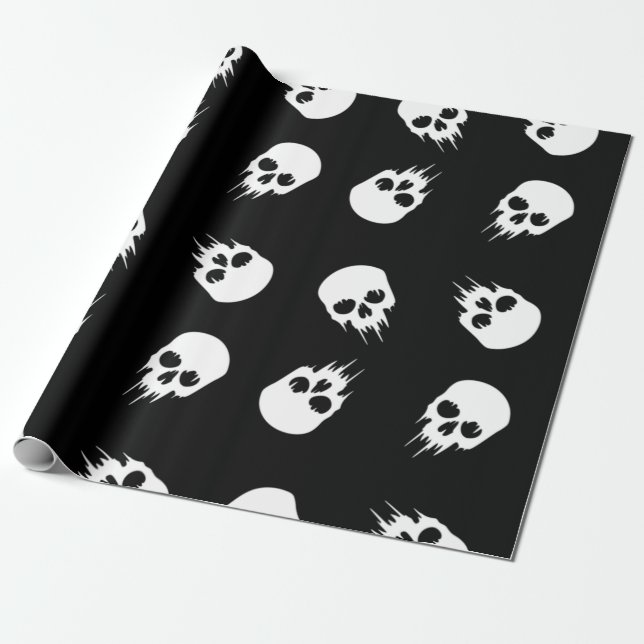 Schwarz-weißes Skelett Geschenkpapier (Ungerollt)