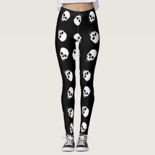 Schwarz-weißes Skelett Leggings