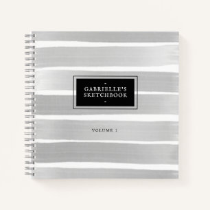 Schwarz-weißes Sketchbook Graue Streifen mit Ihre Notizbuch
