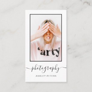 Schwarz-weißes Skript-Foto der modernen Fotografie Visitenkarte