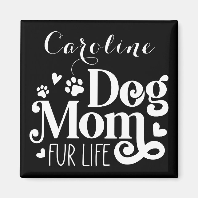 Schwarz-weißes Skript für die Dog-Mama Magnet (Vorne)