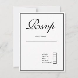 Schwarz-weißes Skript Minimalistisch Raffiniert RSVP Karte