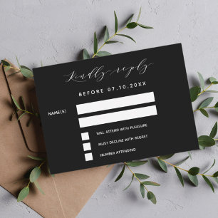 Schwarz-weißes Skript moderne Hochzeitsreaktion UA Mitteilungskarte