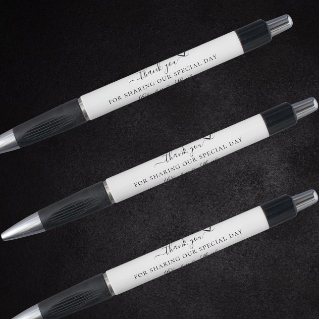 Schwarz-weißes Skriptherz Hochzeit danke Kugelschreiber (Von Creator hochgeladen)