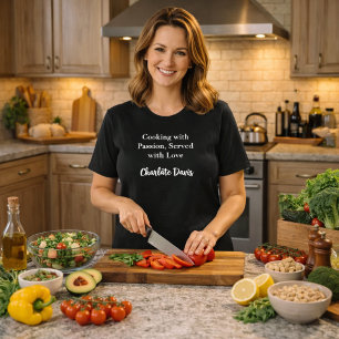 Schwarz-weißes Skriptmotto des privaten Koch T-Shirt