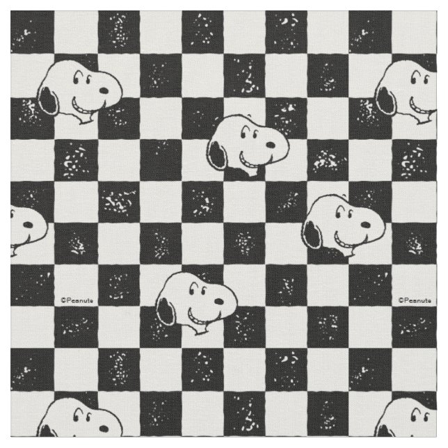 Schwarz-weißes Snoopy-Schachbrettmuster Stoff (Nahaufnahme)
