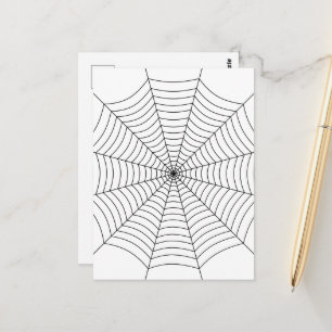 Schwarz-weißes Spinnennetz-Halloween-Muster Postkarte