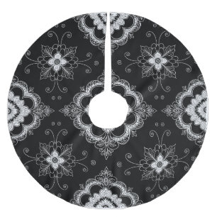 Schwarz-weißes Spitzen-Dekorationsmuster Polyester Weihnachtsbaumdecke