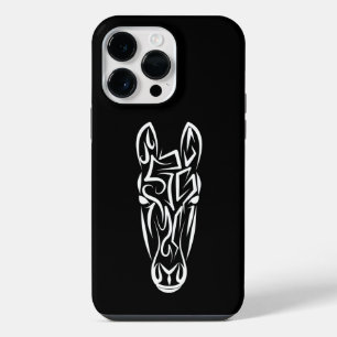Schwarz-weißes Stammespferd iPhone 14 Pro Max Hülle