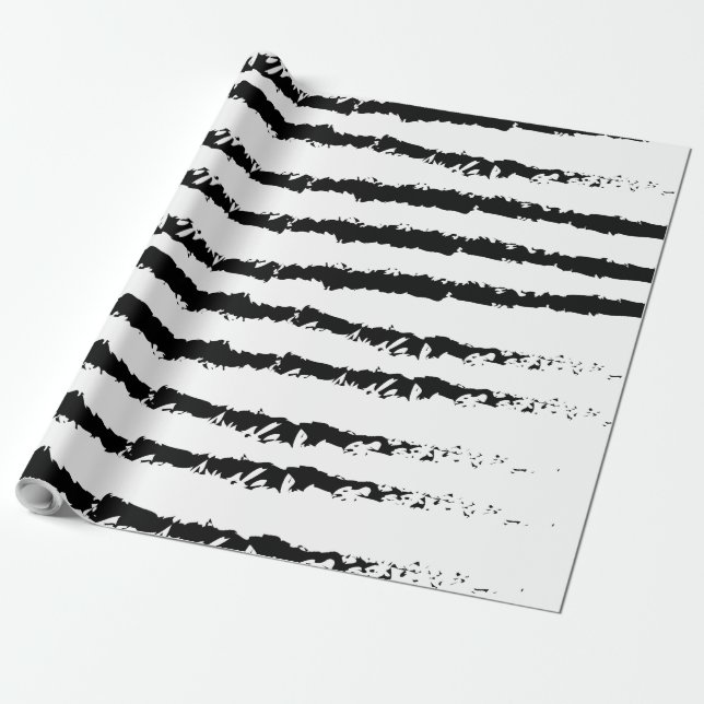 Schwarz-weißes Streifen Geschenkpapier (Ungerollt)