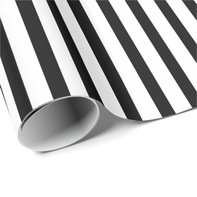 Schwarz-weißes Streifenpapier Geschenkpapier (Rolleneckpunkt)