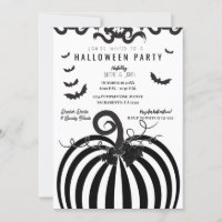 Schwarz-weißes Stripe Pumpkin & Bats Halloween-Par