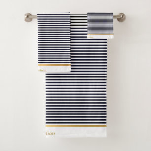 SCHWARZ-WEISSES STRIPED PATTERTRIM TOWEL SET