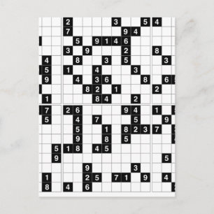 Schwarz-weißes Sudoku Postkarte