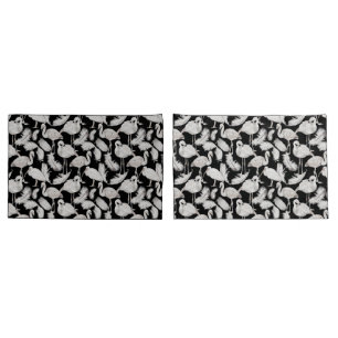 Schwarz-weißes Swan Feathers Pattern Elegant Kissenbezug