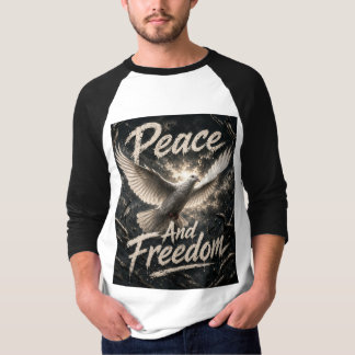 Schwarz weißes T-Shirt mit Taubendesign auf dem ge