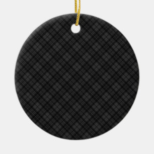 Schwarz-weißes Tartan kariertes Weihnachtsmuster Keramik Ornament