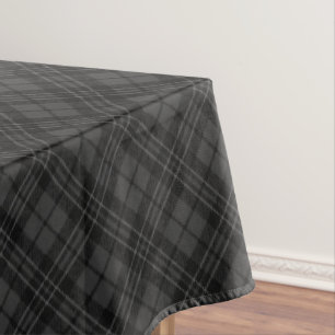 Schwarz-weißes Tartan kariertes Weihnachtsmuster Tischdecke