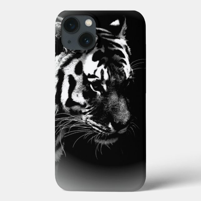 Schwarz-weißes Tiger Art Foto Case-Mate iPhone Hülle (Rückseite)