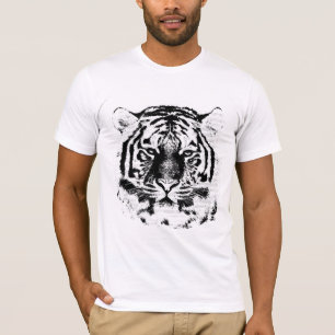 Schwarz-weißes Tigergesicht T-Shirt