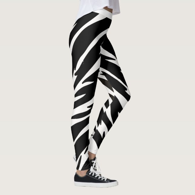 Schwarz-weißes Tigerstreifen-Muster bei Tieren Leggings (Rechts)