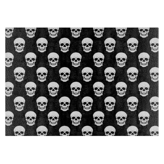 Schwarz-weißes Totenkopf-Muster Halloween Schneidebrett (Vorderseite)