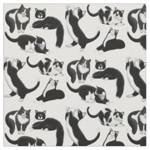 Schwarz-weißes Tuxedo-Katzen-Gewebe Stoff