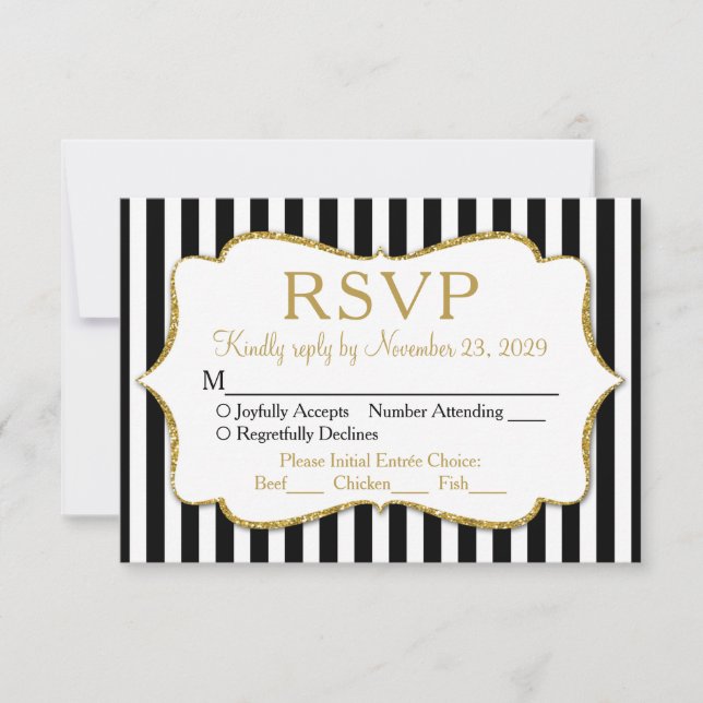 Schwarz-weißes UAWG-Hochzeitsmahl RSVP Karte (Vorderseite)