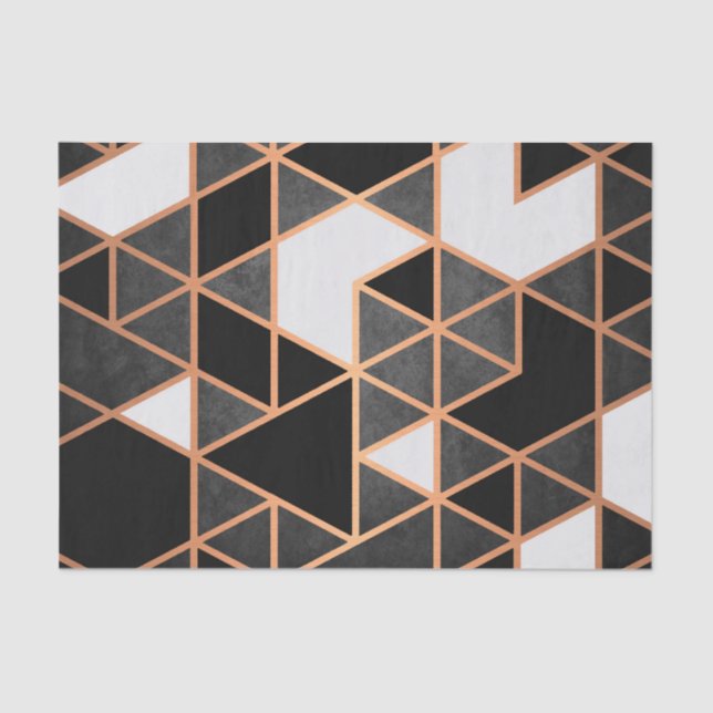 Schwarz-weißes und goldenes Mosaik Seidenpapier (Vorderseite)