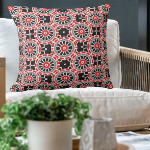 Schwarz-weißes und graues Mosaikmuster Kissen