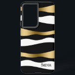 Schwarz-weißes und modernes Zebra-Muster Samsung Galaxy Hülle<br><div class="desc">Moderne Schwarz-weiße und goldene abstrakte Zebrastreifen.</div>