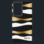Schwarz-weißes und modernes Zebra-Muster Samsung Galaxy Hülle<br><div class="desc">Moderne Schwarz-weiße und goldene abstrakte Zebrastreifen.</div>
