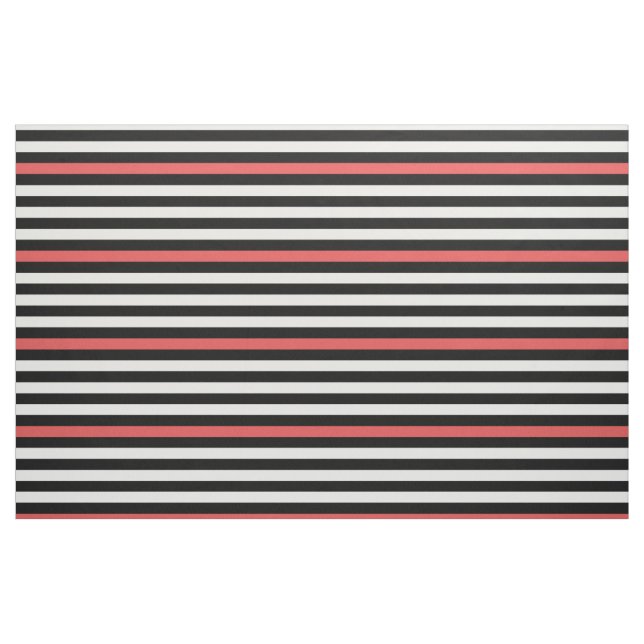 Schwarz-weißes und rotes gestreiftes Muster Stoff (Fat Quarter (45,7 x 55,9 cm))