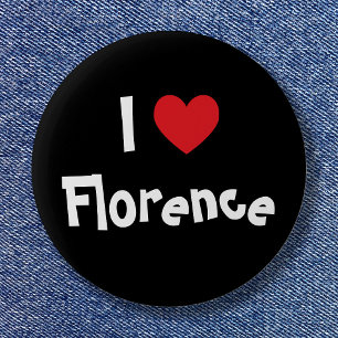 Schwarz-weißes und rotes Herz I Liebe Florenz Button